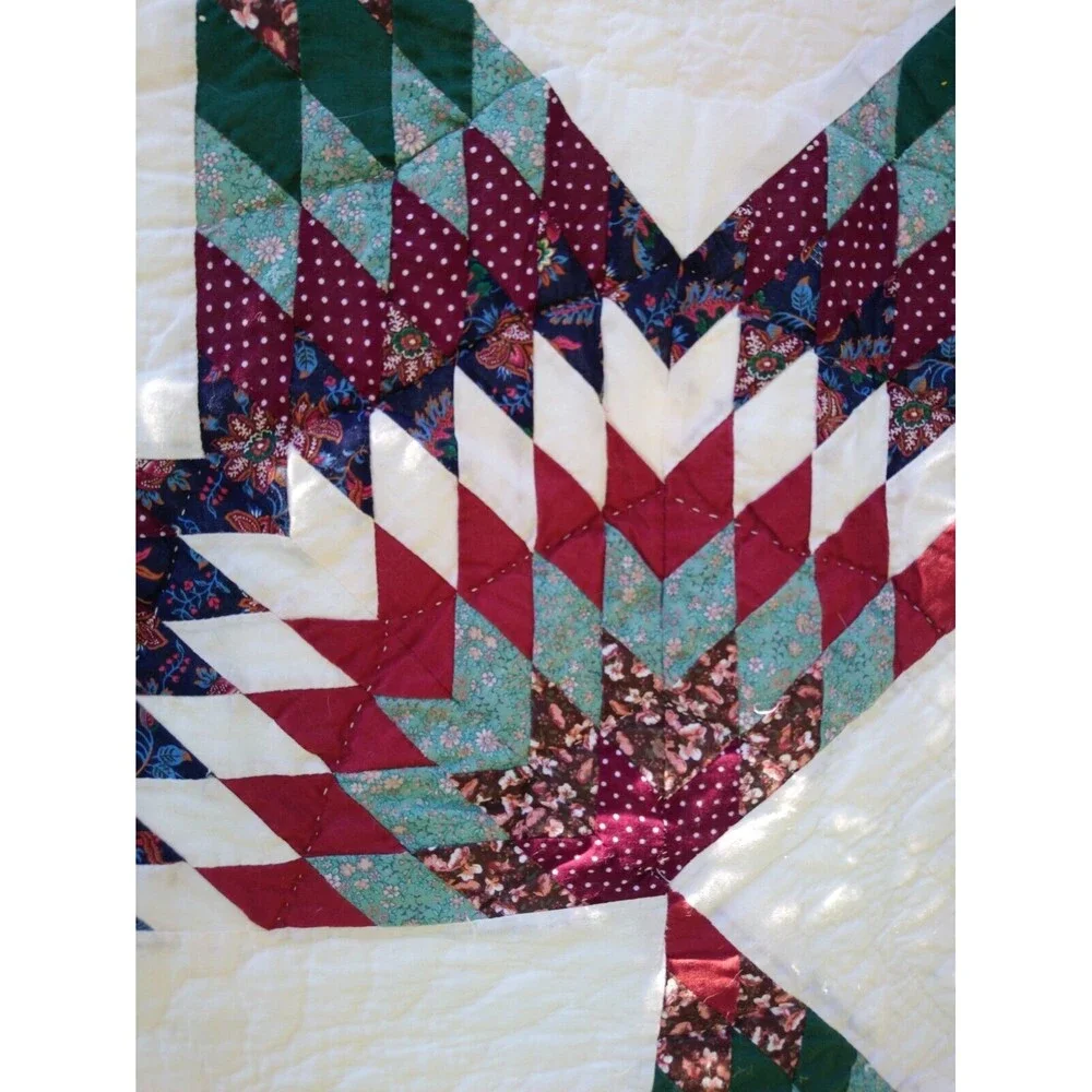 VTG Quilt Hand Stitched Handmade Bedspread 77" X 75" Full Queen - Picture 2 of 10